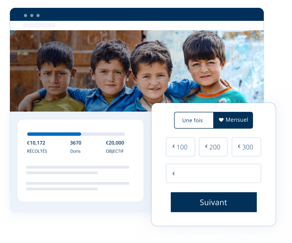 Pages de dons pour le fundraising en ligne - aucun site Web nécessaire