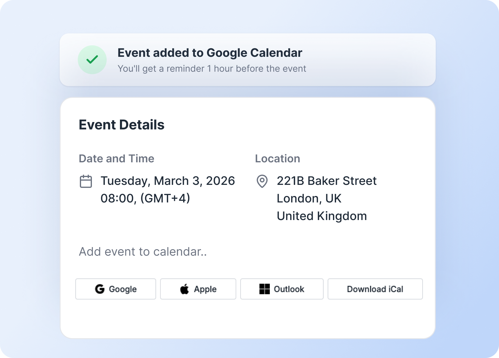 Add events to calendars